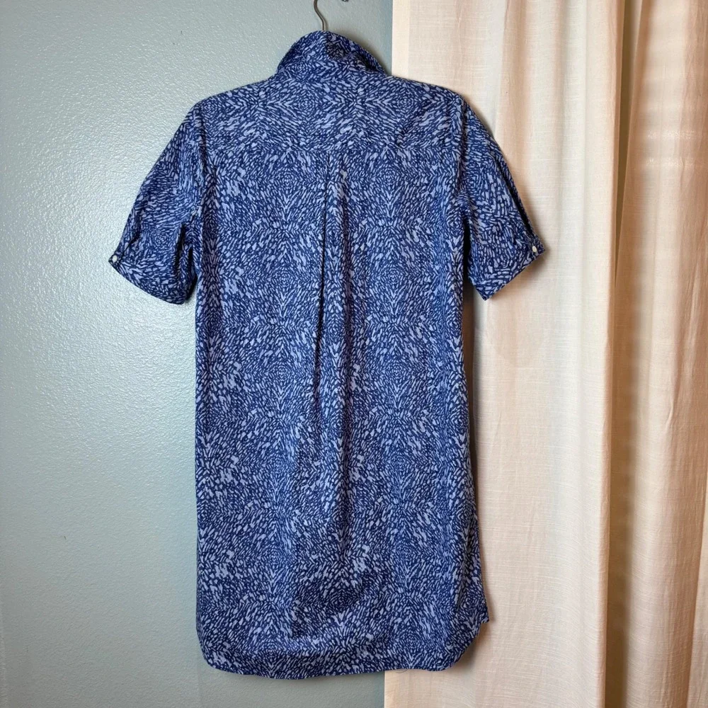 J.McLaughlin‎ Shirt Dress Womens M Blue White Excellent Cotton Stretch Abstract